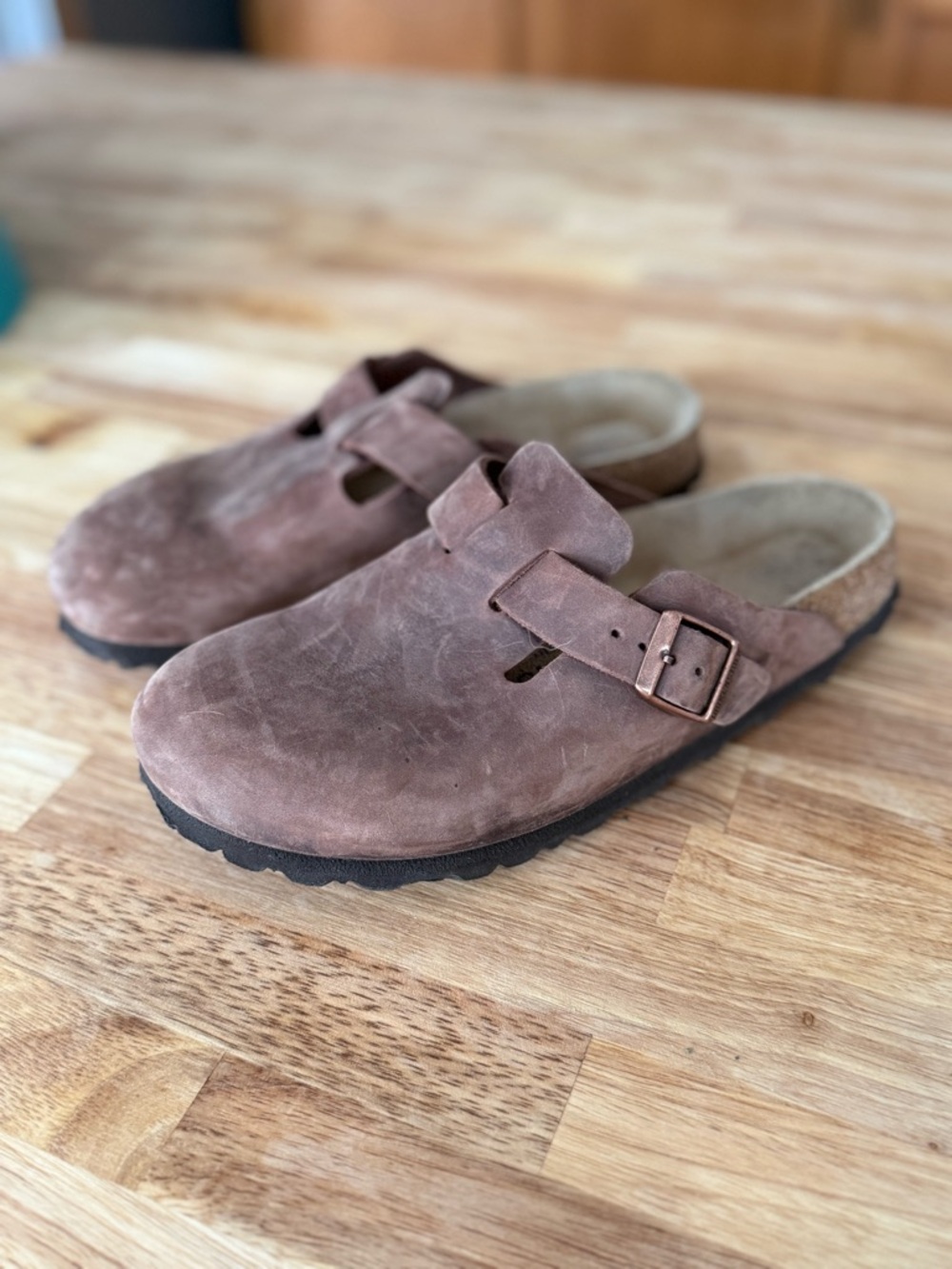 Like New Birkenstock Boston Clogs, Size 38, Tobacco Brown